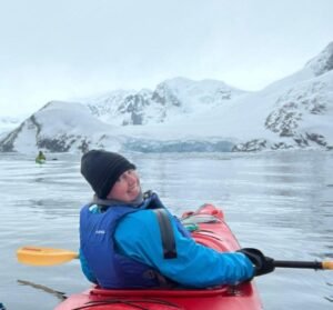 Jen C kayaking in Antarctica